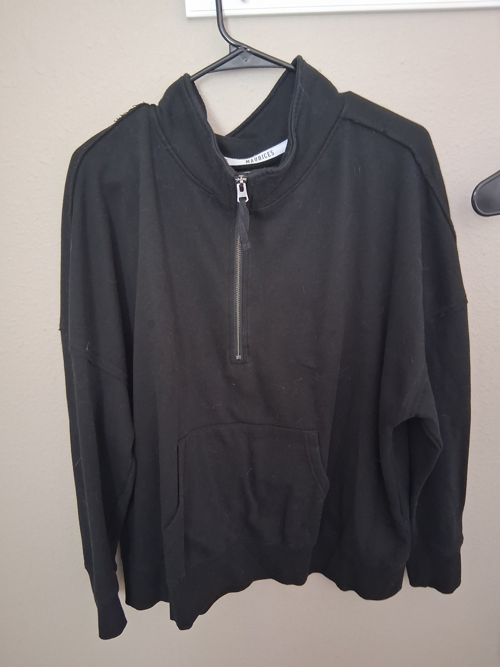 Maurices Black Quarter-Zip Pullover with Kangaroo Pocket